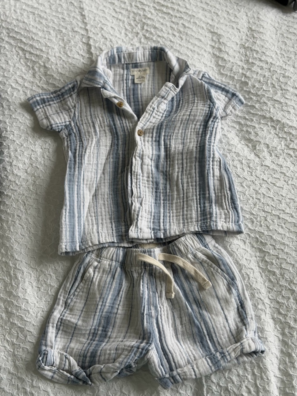Crewcuts Blue & White Striped Baby Shirt